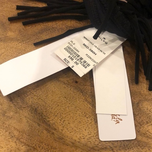 Pilyq PQ Fringe X-Back Bralette Bikini Top Black Small - Picture 2 of 6